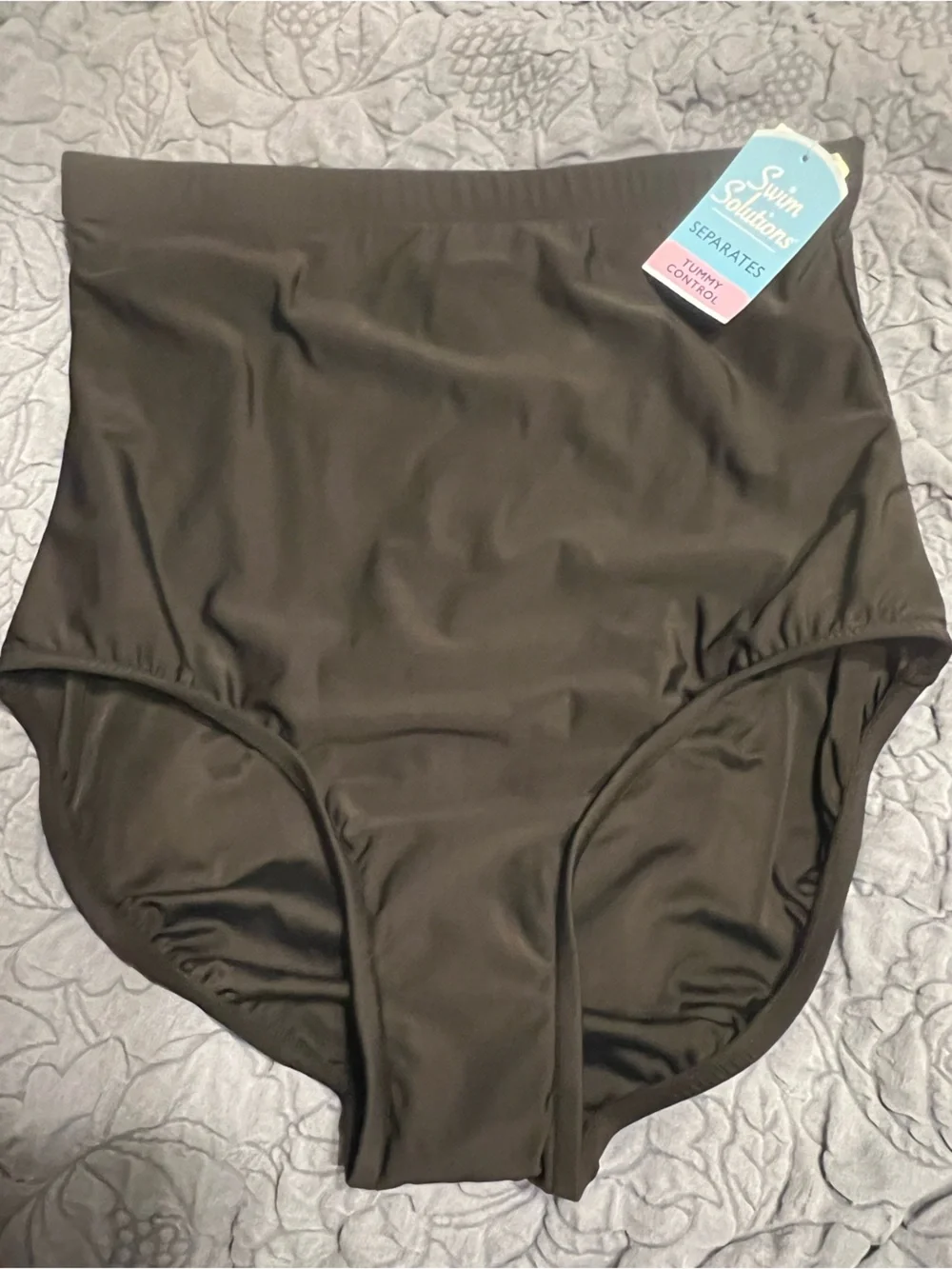 Swim Solutions Black Tummy Control Swim Bottom Size 16 NWT